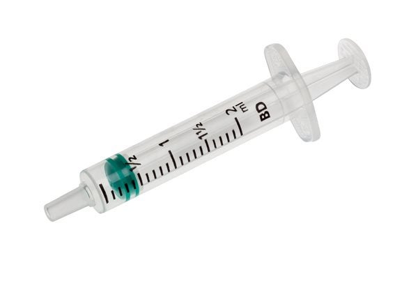 Produktbild - 52417 - Injektionsspruta enkelgraderad luer-lock centrerad med 0,1ml gradering 2ml