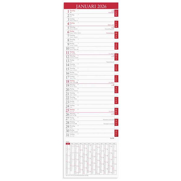 Produktbild - 65753 - Almanacka stor månadsflik 2026 till skrivbordsunderlägg 115x370mm
