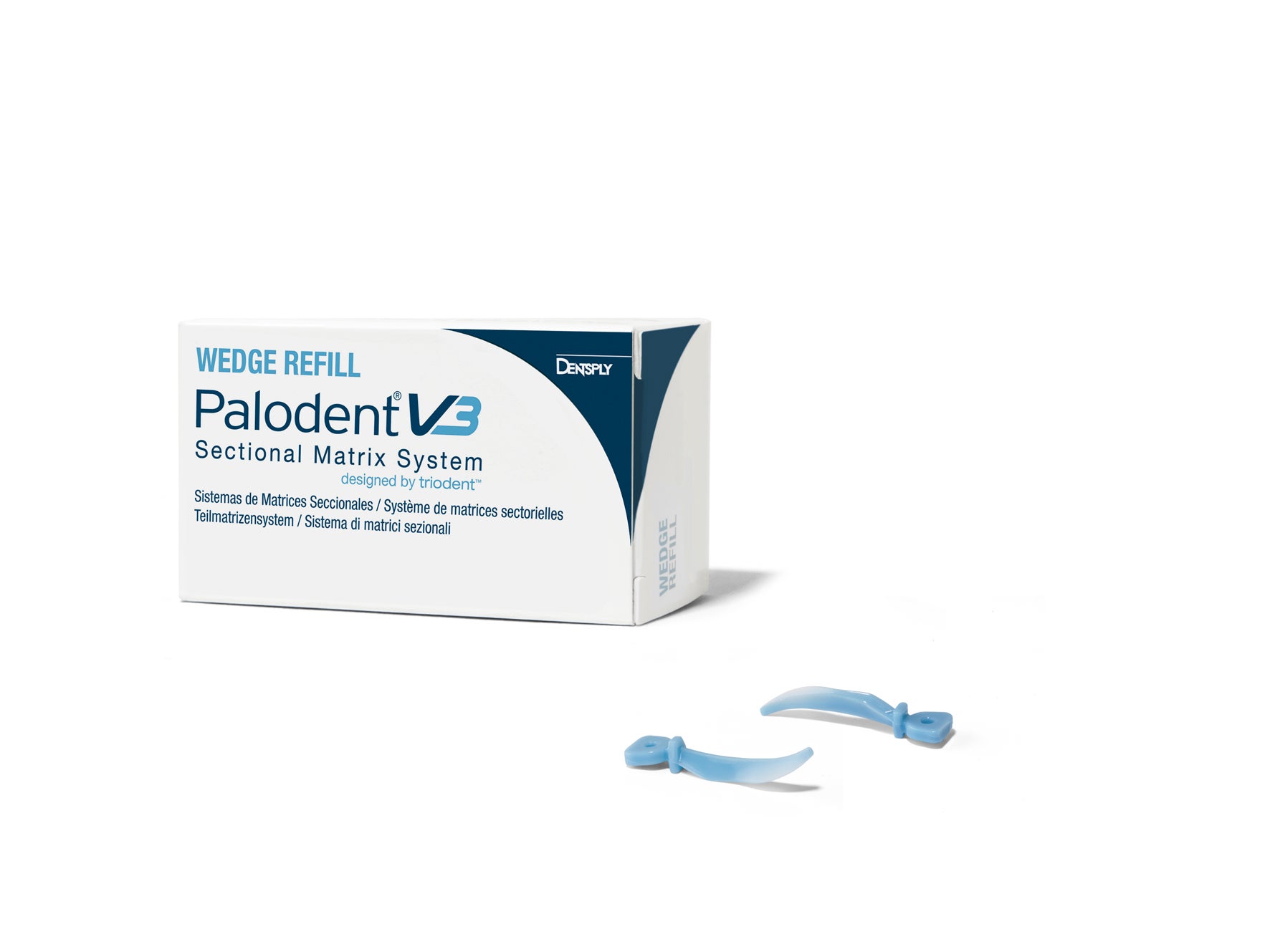 Produktbild - VF000174685 - Sektionsmatris V3 refillset kil anatomisk ljusblå strl M 100-pack