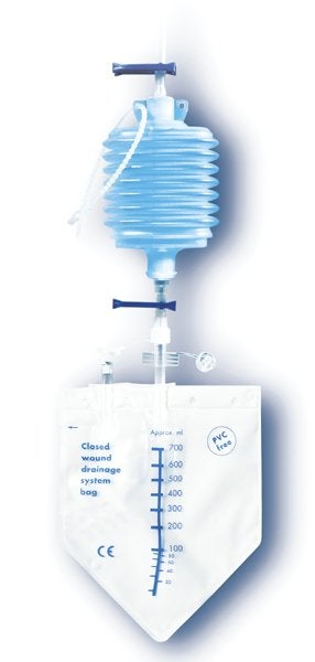 Produktbild - 82367 - SUGDRÄN M BÄLG KAT CH10 PÅSE 700ML INKL TROAKAR UNDERTRYCK 115MM/HG