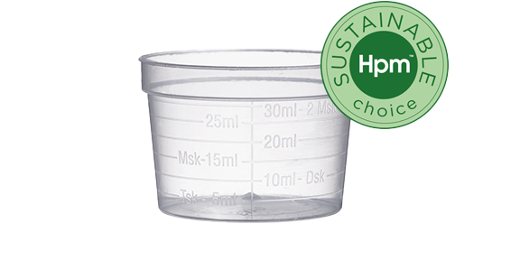 Produktbild - 66107 - Medicinbägare bred förnybar ECO klar plast 30ml Ø47x32mm