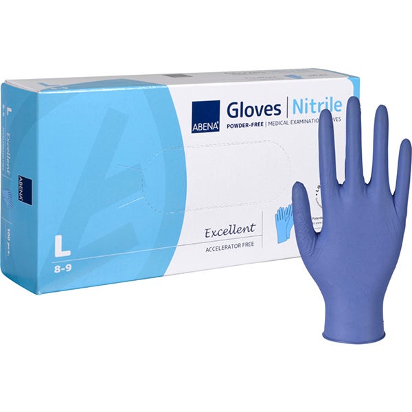 Produktbild - 63895 - Undersökningshandske nitril blå acceleratorfri strl L