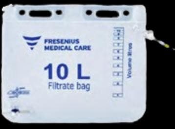 Produktbild - VF000177990 - Avflödespåse tömbar med avstängning på inflödesslangen och avflödesventil till Freseniusmaskin 10L