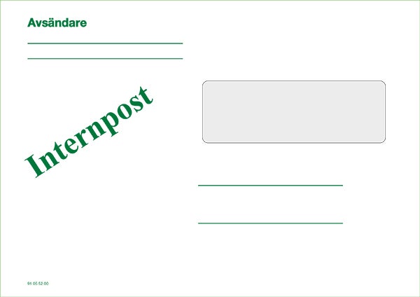 Produktbild - 64570 - Kuvert med fönster höger för internpost fukthäftande vitt C5H2 90g