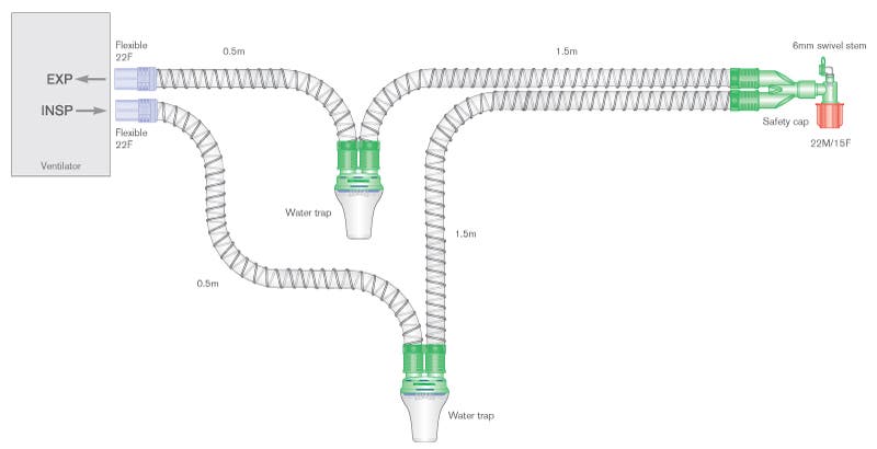 Produktbild - VF7000108 - Narkos/respiratorslang inkl 2st vattefällor, 2m