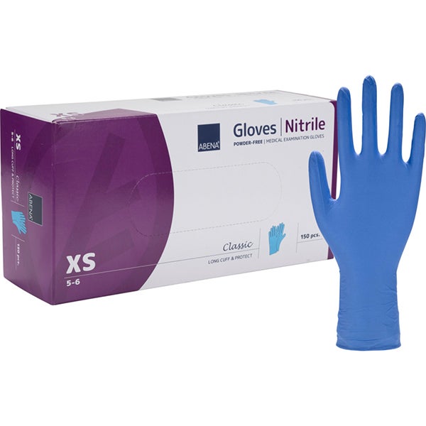 Produktbild - 63796 - Undersökningshandske nitril blå extra lång strl XS