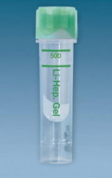 Produktbild - 61118 - Provrör för kapillärprov för plasmaanalys med litiumheparin och gel grön 500µl