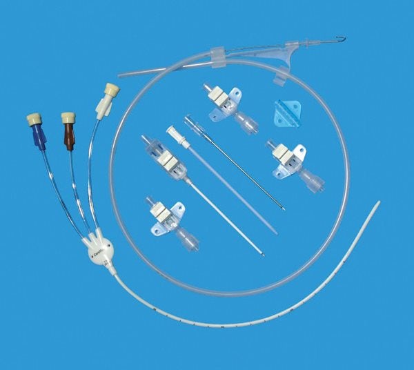 Produktbild - 52191 - CVK-set 3-lumen med avstängningsknapp 7Fr 16/18/18G 150mm