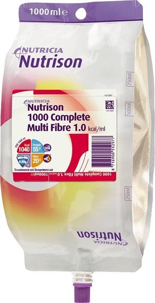 Produktbild - 57765 - Nutrison Complete 1000 kcal MF komplett sondnäring med fiber 104kcal/100ml 1L