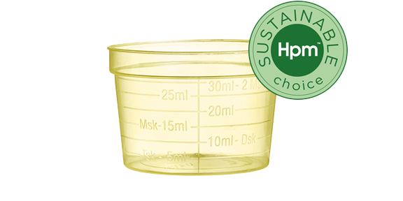 Produktbild - 66106-1 - Medicinbägare bred gul plast 30ml Ø47x32mm