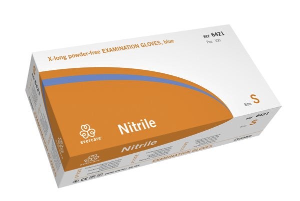 Produktbild - 54606 - Undersökningshandske nitril blå extralång strl S