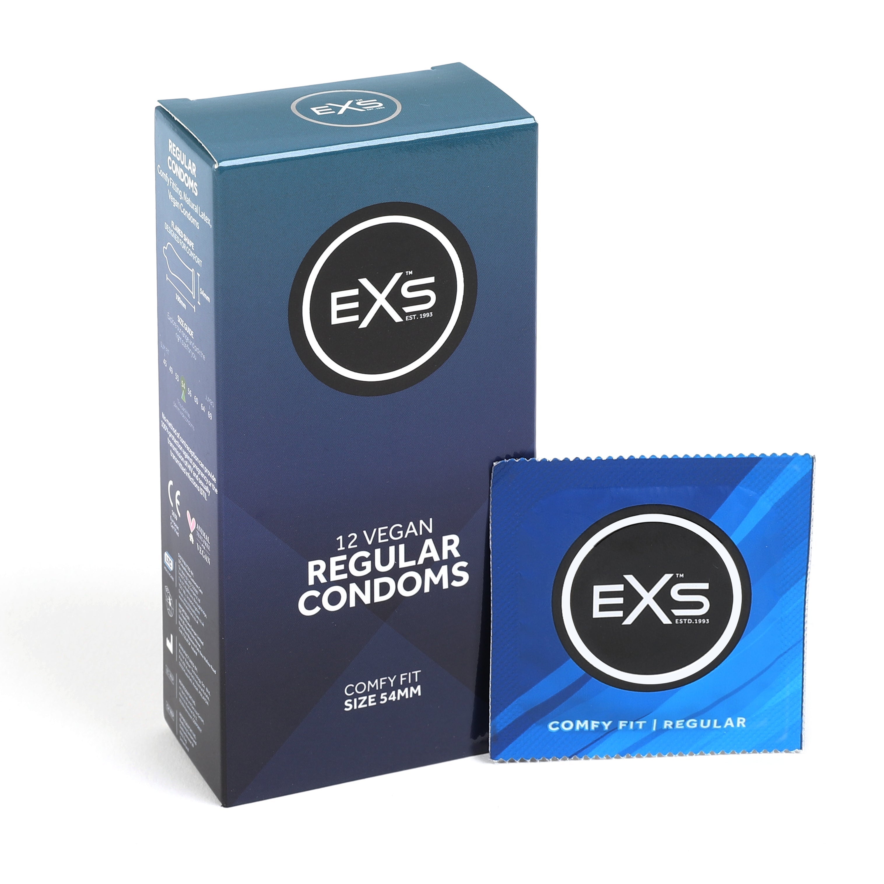 Produktbild - VF7003091 - Kondom bredare över ollonet 54mm EXS Regular 500-pack