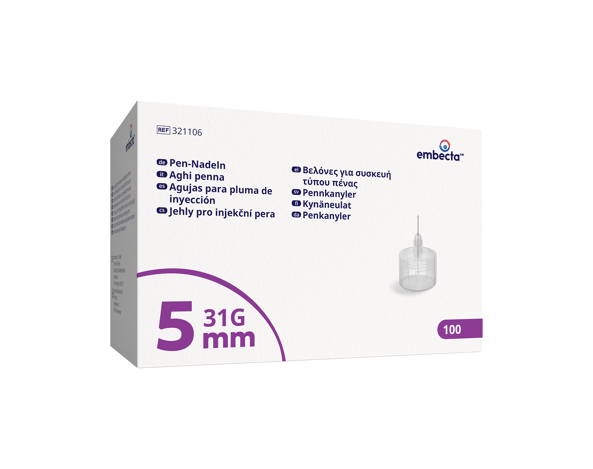 Produktbild - VF7005449 - Kanyl till insulinpenna facettslipad lila 31G 0,25x5mm