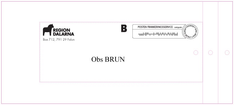 Produktbild - 54095 - Bälgpåse med hål och tryck Region Dalarna brun 110x275x40mm