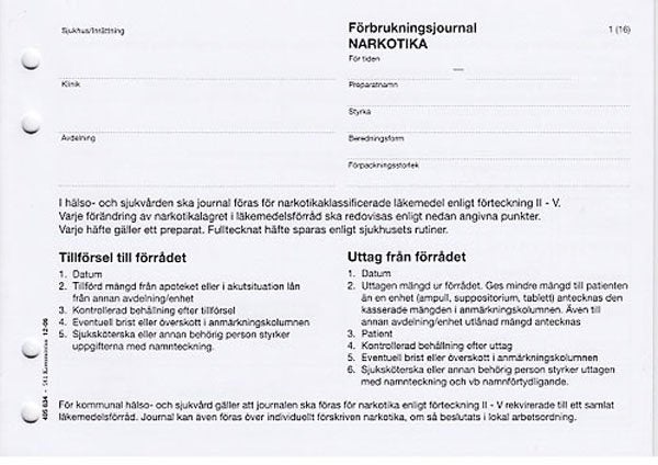 Produktbild - 47348 - Förbrukningsjournal för narkotika häfte A5 liggande 16 sidor