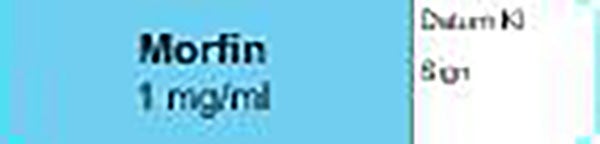 Produktbild - 62592 - Etikett Morfin 1mg/ml färgkodad 12x50mm 500st/rulle
