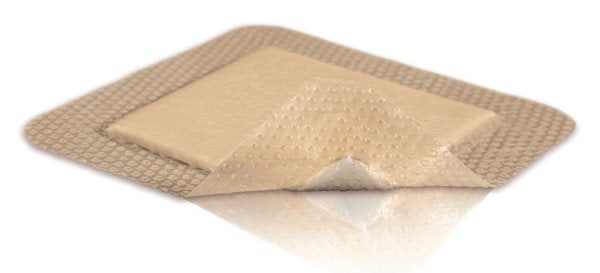 Produktbild - 57329 - Polyuretanförband högabsorberande med silikonbeläggning och häftkant 7,5x7,5cm