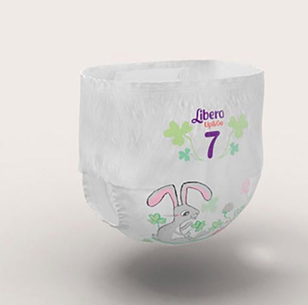 Produktbild - 59754 - Byxblöja barn med rivbar sida absorberande 297ml 16-26kg höft 34-67cm strl 7