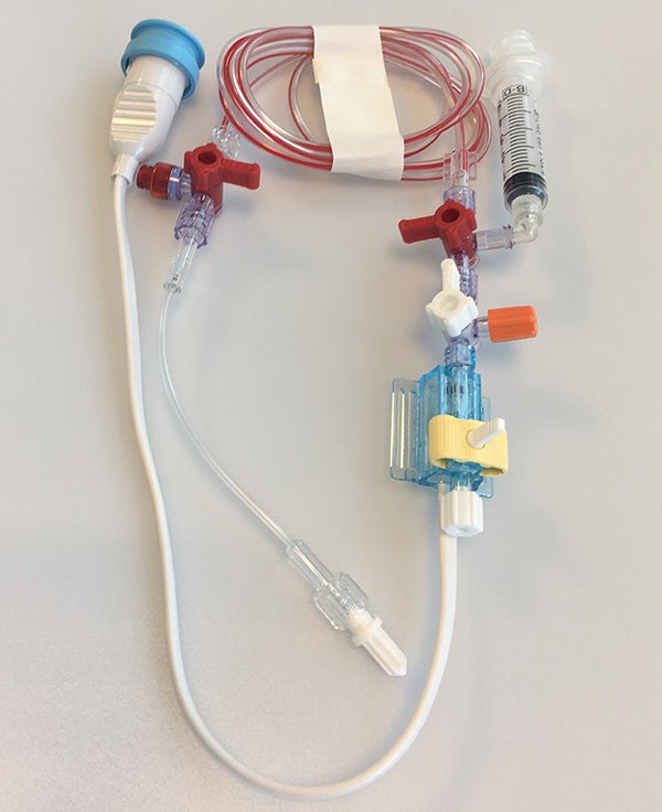 Produktbild - 63100 - Tryckmätningsset 1-linje slutet adapterfritt röd barn 150+10cm 30ml/tim