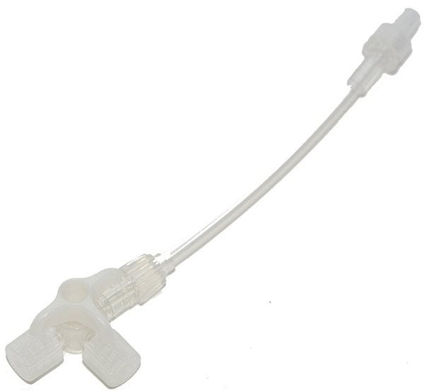 Produktbild - 58357 - Infusionskran 3-vägs med makroslang och svivel vit 10cm