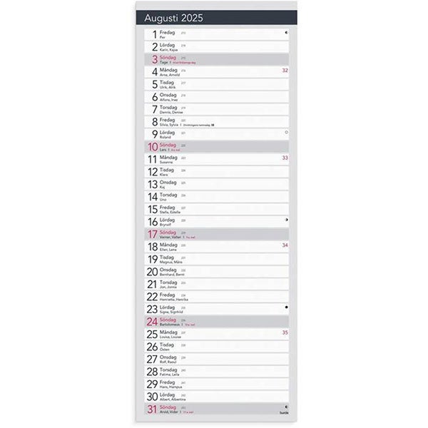 Produktbild 1 - 64885 - Bordsalmanacka liten 2025 till skrivbordsunderlägg 115x290mm