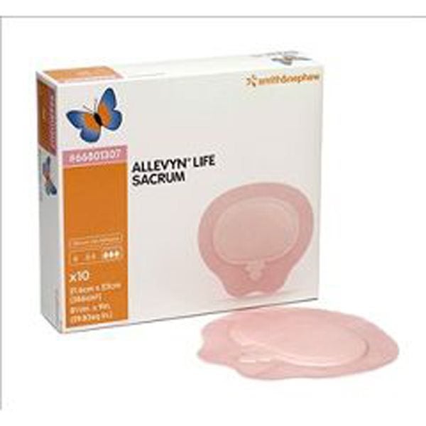 Produktbild - 58961 - Polyuretanförband högabsorberande sacrum med silikonbeläggning och häftkant 21,6x23cm