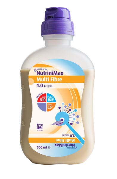 Produktbild - 58383 - Nutrini Max Multi Fiber sondnäring för barn 7-12 år 102 kcal/100ml 500ml