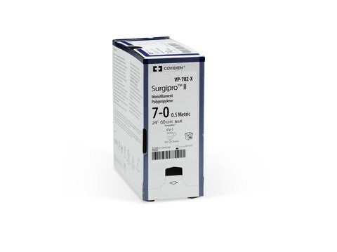 Produktbild - VF000150529 - Sutur monofilament icke-resorberbar polypropylen blå 5-0 75cm dubbelarmerad V-20 36-pack