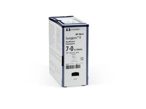 Produktbild - VF000150529 - Sutur monofilament icke-resorberbar polypropylen blå 5-0 75cm dubbelarmerad V-20 36-pack