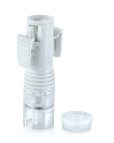 Produktbild - 62082 - Blandningsadapter sluten för injektion och infusion med luer-lock injektor och inkapslad kanyl vit