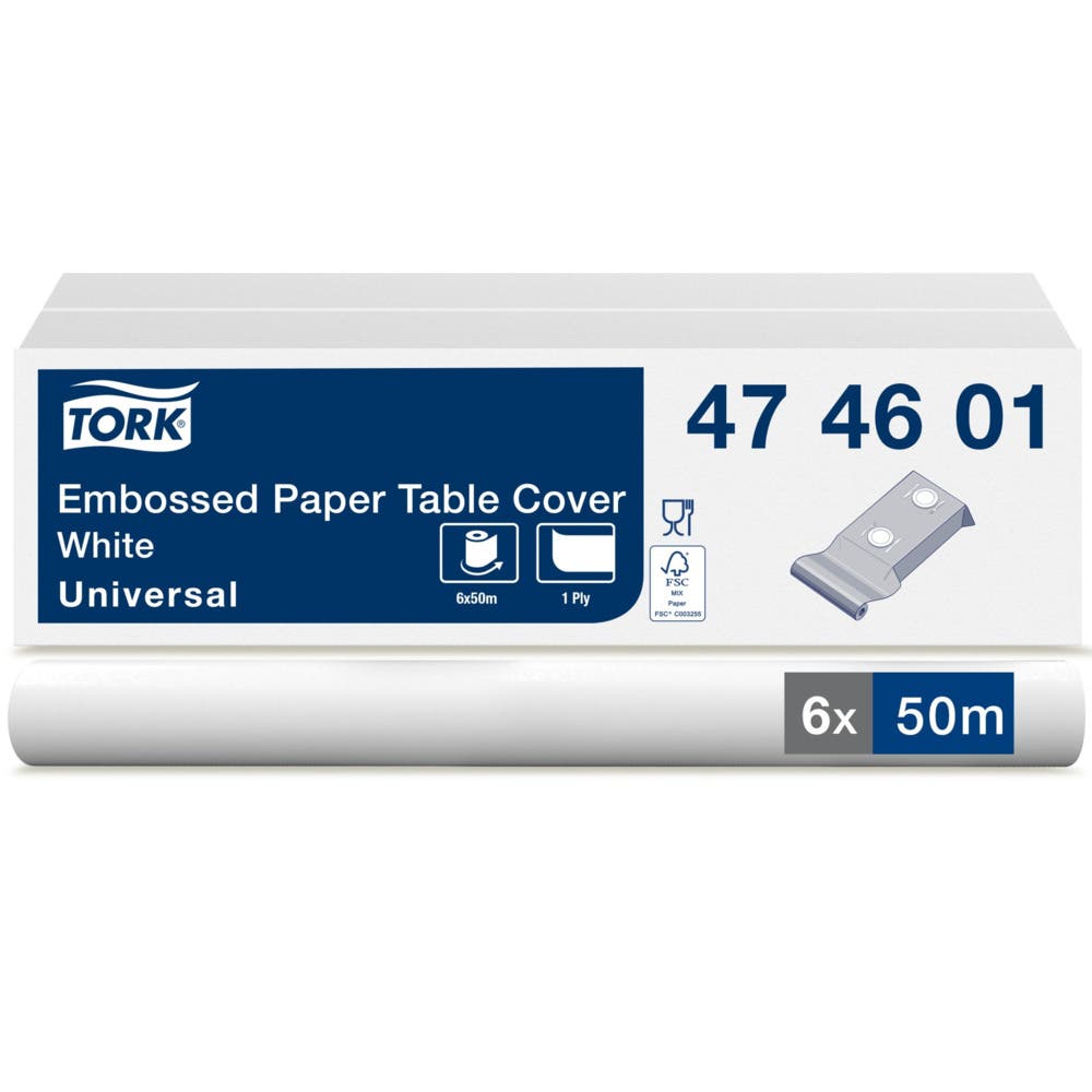 Produktbild - VF000177828 - Pappersduk damastpräglad vit 1,2x50m 6-pack