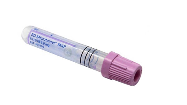 Produktbild - 61293 - Provrör för kapillärprov med K2 EDTA ljuslila 13x75mm