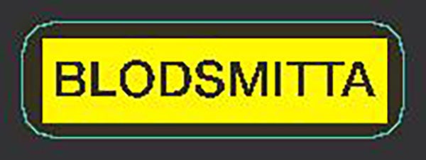 Produktbild - 62542 - Etikett blodsmitta permanent vellum gul/svart 22x7mm 250st/rulle