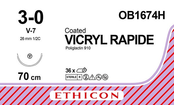 Produktbild - 75030 - SUT RES-BAR P-GLACTIN MULTIF 3-0 70CM NÅL V-7 1/2CIRK 26MM