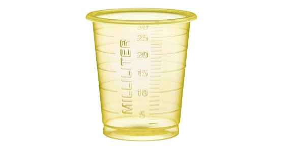 Produktbild - 66100 - Medicinbägare smal förnybar ECO gul plast 30ml Ø38x42mm