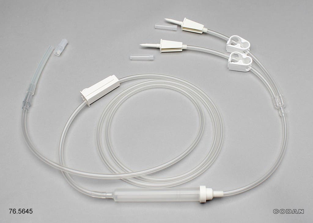 Produktbild - VF000177452 - Urinspolaggregat dubbelt med rullklämma och droppkammare 240cm