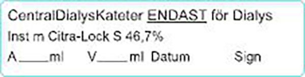 Produktbild - 62579 - Etikett till dialyskateter Citra-Lock S 46,75 vit/svart 20x80mm 100st/rulle