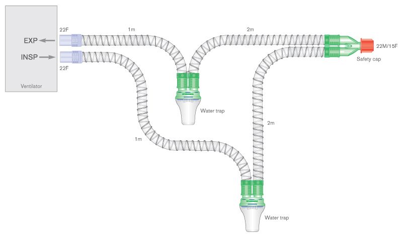 Produktbild - VF7000032 - Narkos/respiratorslang inkl 2st vattefällor, 3m