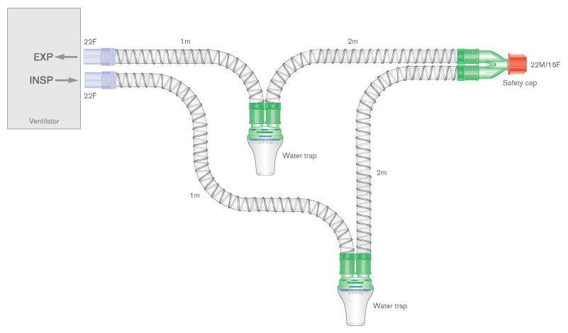 Produktbild - VF7000032 - Narkos/respiratorslang inkl 2st vattefällor, 3m