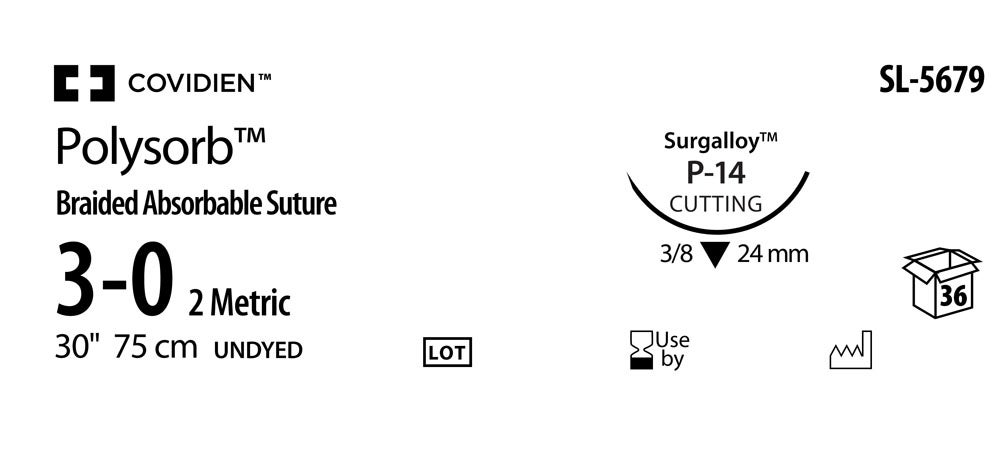 Produktbild - VF000150422 - POLYSORB™ 3-0 UND 75CM P-14 X36