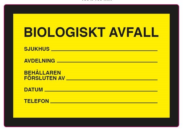 Produktbild - 57945 - Etikett för biologiskt avfall gul/svart 150x105mm 100st/rulle