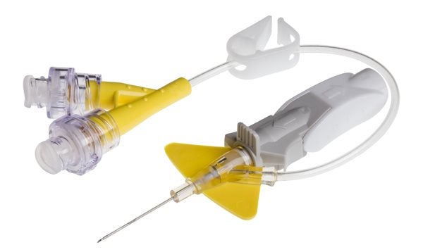 Produktbild - 51638 - Infusionskanyl med slang stickskydd injektionsmembran och Y-koppling gul 24G 0,7x19mm