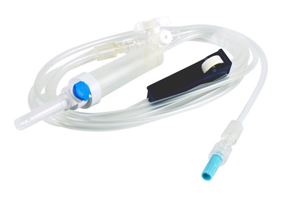 Produktbild - 57353 - Infusionsaggregat gravitation med lös 3-vägskran och slang 15cm 180cm