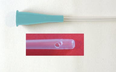 Produktbild - 59211 - Sugkateter rak med ändhål och sidohål ljusblå Ch 8 53cm