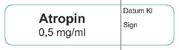 Produktbild - 62611 - Etikett Atropin 0,5mg/ml vit/svart 12x50mm 500st/rulle