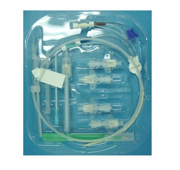 Produktbild - 52185 - CVK-set 4-lumen med avstängningsknapp 8,5Fr 14/16/16/18G 200mm