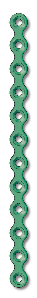Produktbild - VF7009474 - Platta rak rekonstr mandibel 12 hål tjocklek 2,5mm