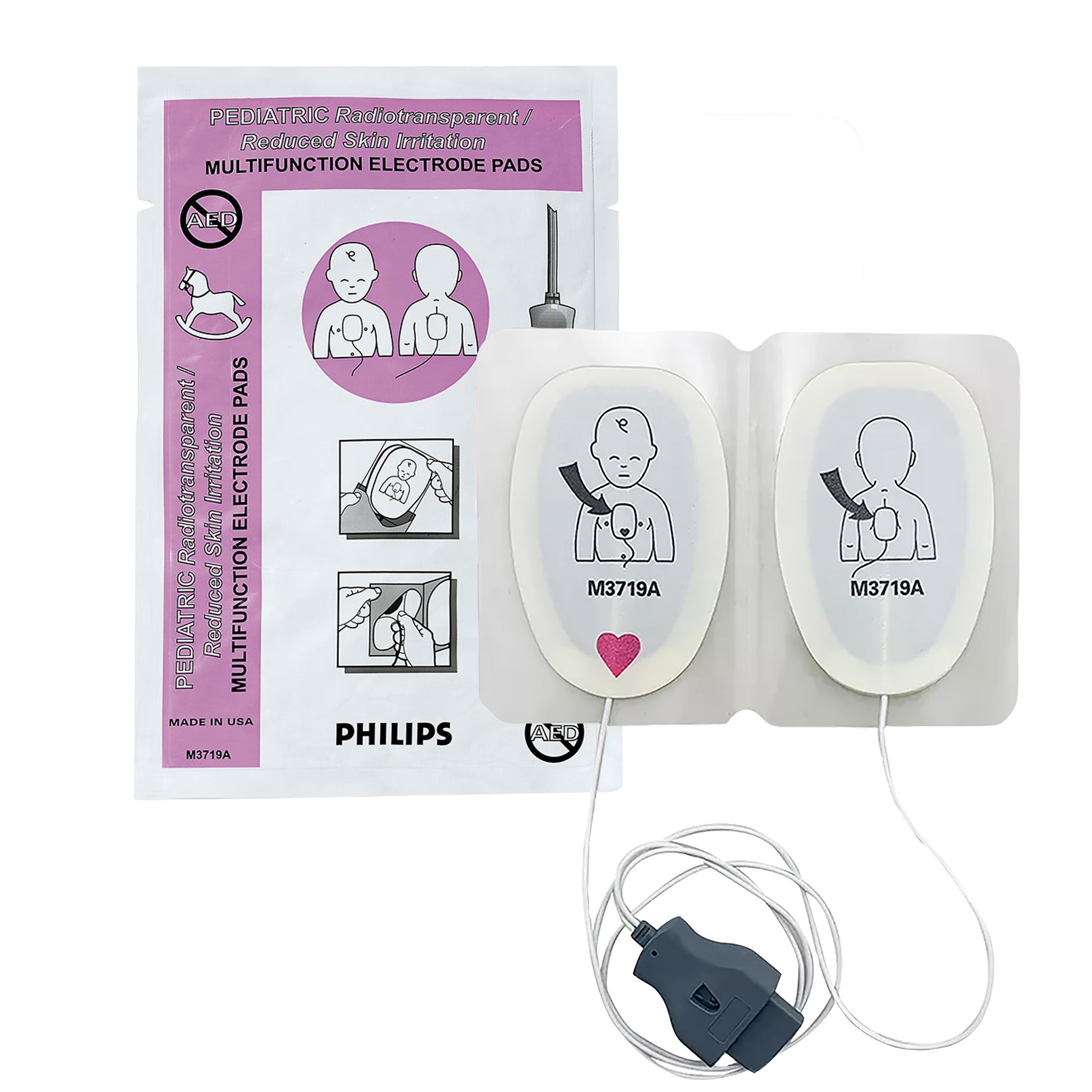 Produktbild - VF000152723 - Defibrilleringselektrod barn med röntgentransparent kabel till Heartstart XL 5-pack