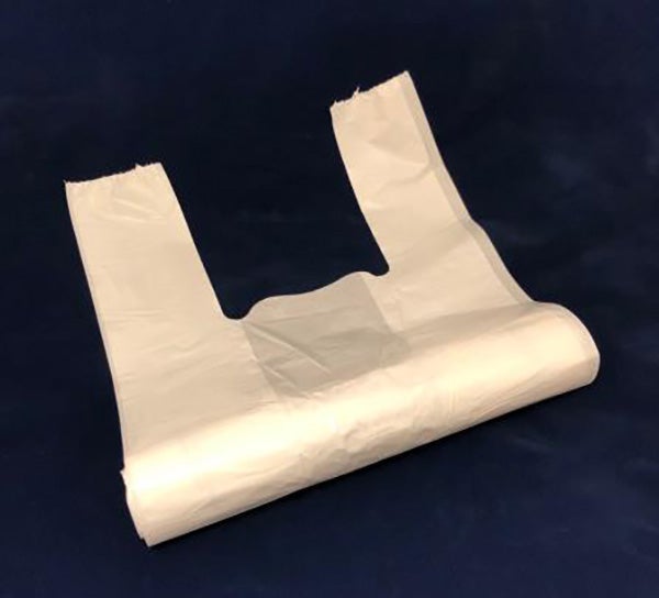 Produktbild - 64399 - Avfallspåse med knythandtag vit 270/150mmx55cm 50st/rulle