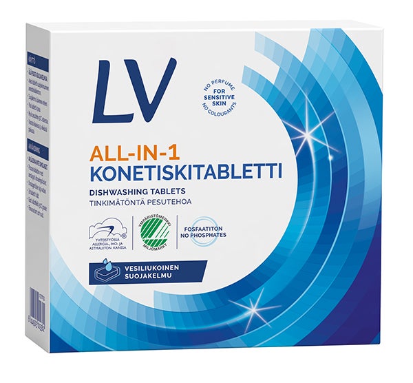 Produktbild - 61784 - Maskindiskmedel tablett allt-i-ett för snabbprogram